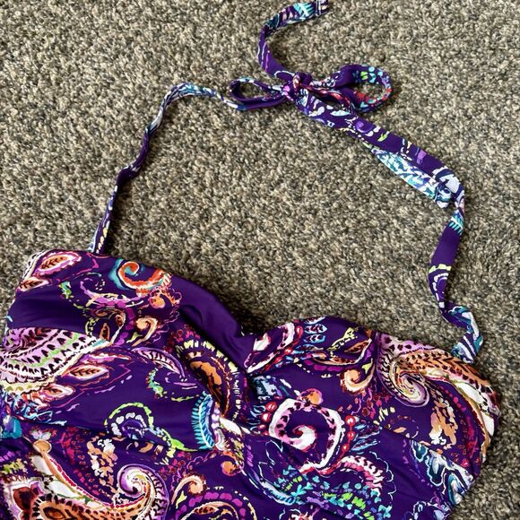 Lauren By Ralph Lauren’s Women’s Purple Paisley One Piece Swim Suit Size 10 - Picture 4 of 9